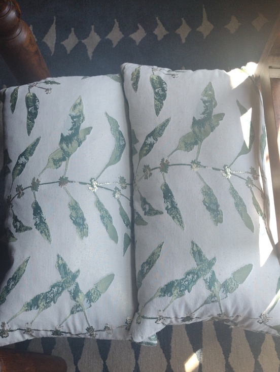D.V. Kap Home Other - Set Of 2 D.V. Kap Cream Green Gold Leaves Feather/Down Insert Lumbar Pillows